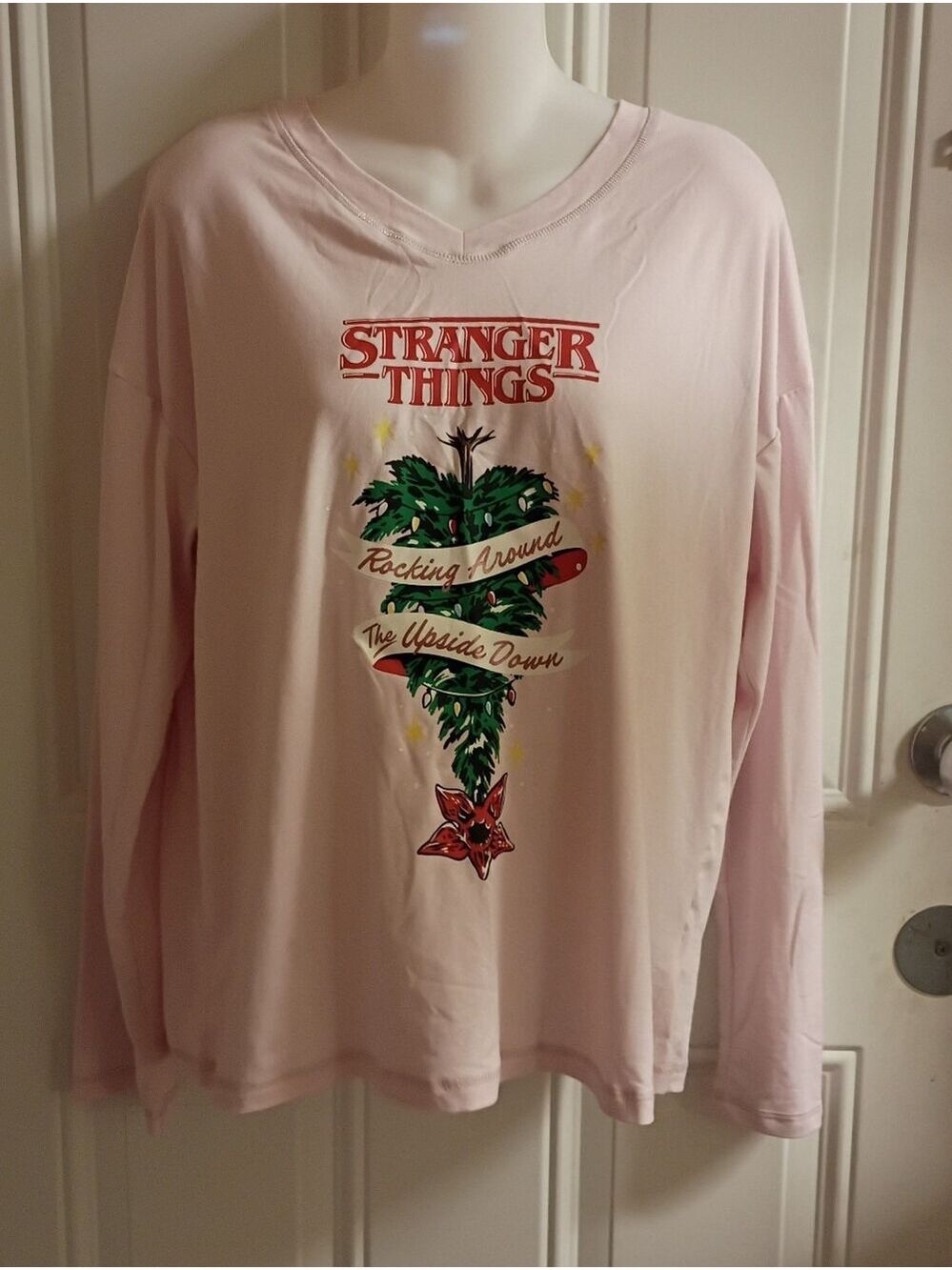 Stranger Things Pink Graphic Long Sleeve Tee Medium